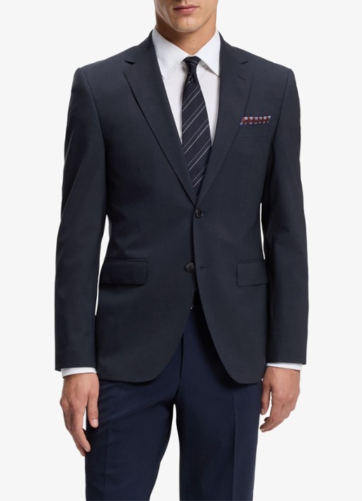 BOSS Heren H-Jeckson regular fit 2-delig pak in scheerwolblend in de kleur Donkerblauw