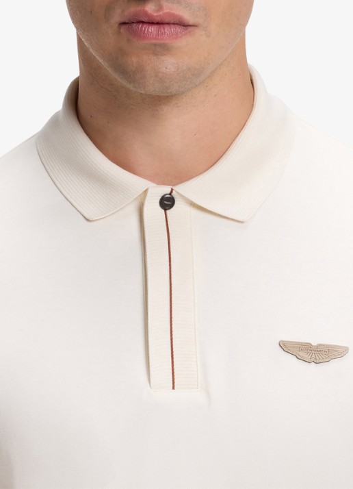 BOSS Heren BOSS x ASTON MARTIN regular fit polo met logo in de kleur Gebroken wit