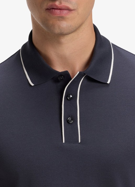 BOSS Heren Regular fit polo met gestreept detail in de kleur Open Blue-479 / Blauw