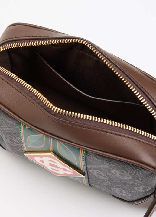 Casablanca Dames Monogram schoudertas van canvas met logoprint in de kleur Donkerbruin, maat: OS