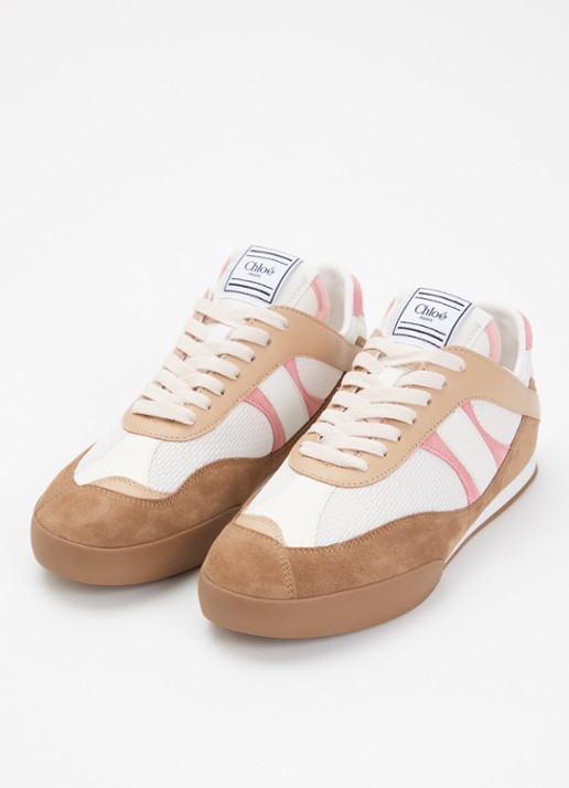 Chloé Dames Kick sneaker met leren details in de kleur Lichtroze, maat: 39