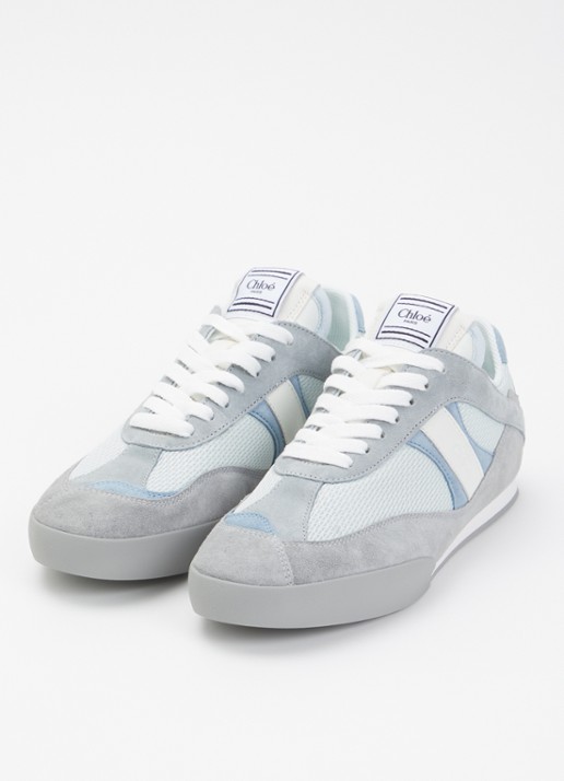 Chloé Dames Kick sneaker met suède details in de kleur Blauw, maat: 37