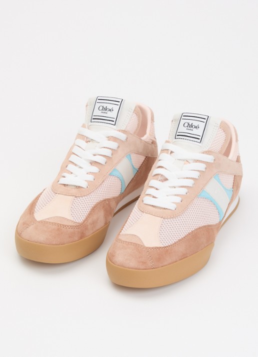 Chloé Dames Kick sneaker met leren details in de kleur Oudroze, maat: 38