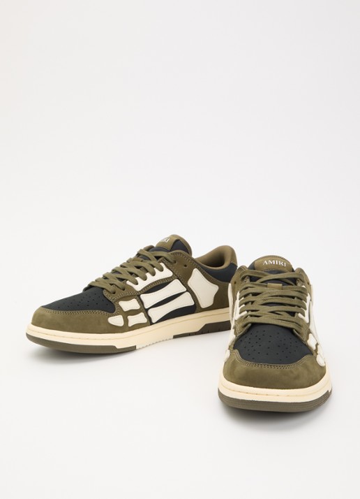 AMIRI Heren Skel Top Low sneaker van suède met leren details in de kleur Bronsgroen, maat: 43