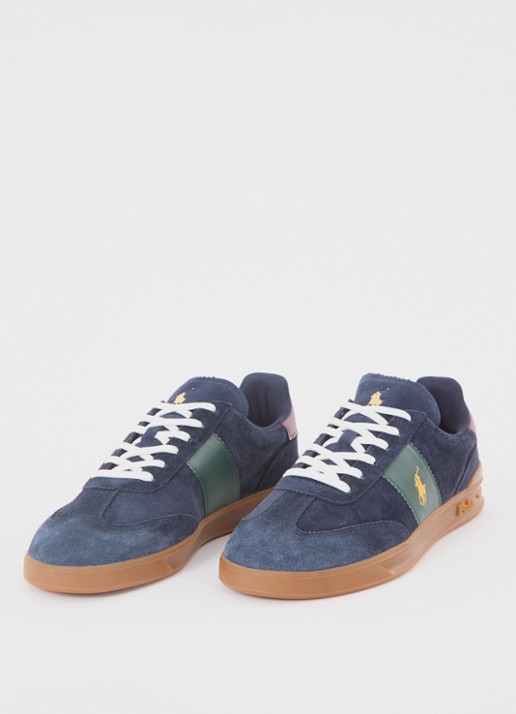 Ralph Lauren Heren Sneaker van suède met logo in de kleur Donkerblauw, maat: 42