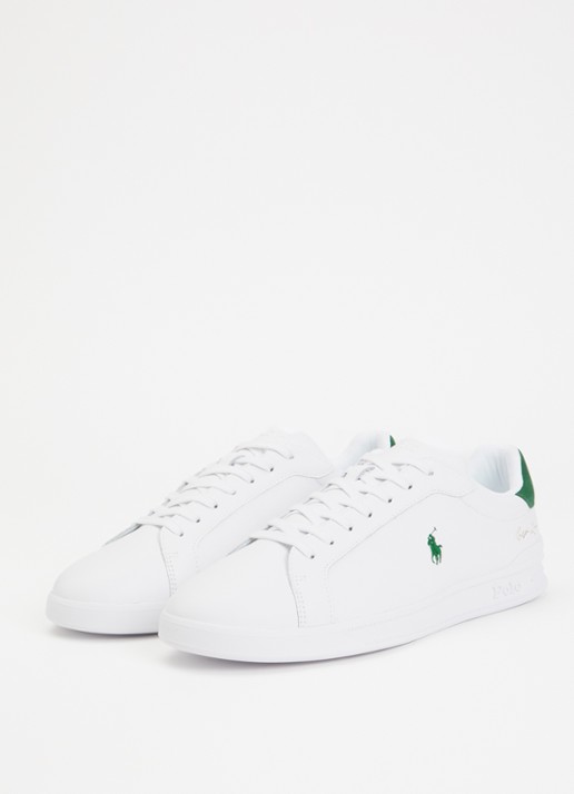Ralph Lauren Heren Heritage Court II sneaker van leer met logoborduring in de kleur Wit, maat: 42
