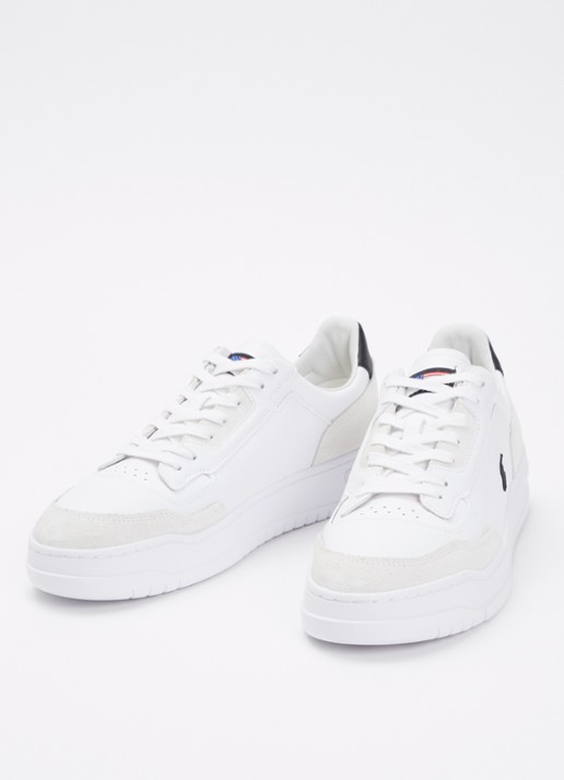 Ralph Lauren Heren Kenmare sneaker van leer met details van suède in de kleur Wit, maat: 42