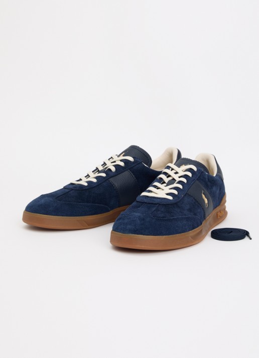 Ralph Lauren Heren Heritage Aera sneaker van suède met leren details en logo in de kleur Royalblauw, maat: 46