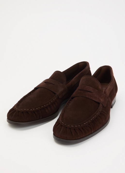 Magnanni Heren Loafer van suède in de kleur Chocoladebruin, maat: 45