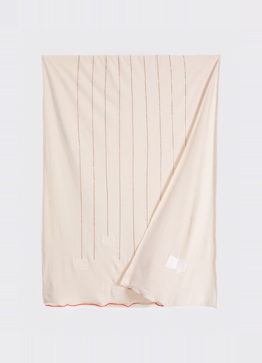 BYLIMA Dames Ricamo sjaal met strass 200 x 75 cm in de kleur Creme, maat: ONE SIZE