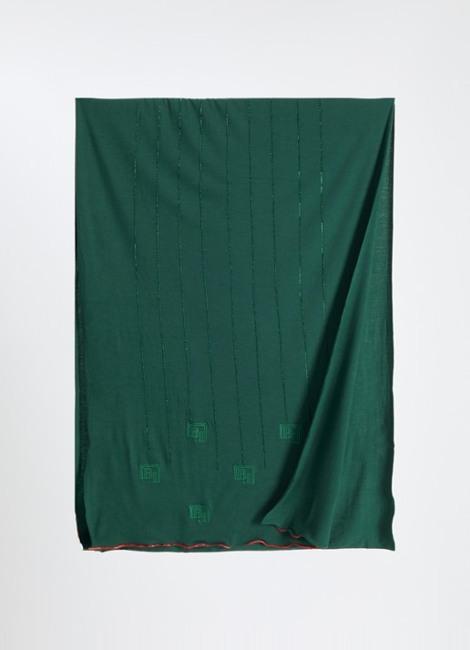 BYLIMA Dames Ricamo sjaal met logoborduring en strass 75 x 200 cm in de kleur Donkergroen, maat: ONE SIZE