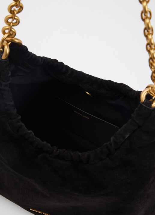 Michael Kors Dames Indie schoudertas van suéde met kettingdetail in de kleur Zwart, maat: 1SZ