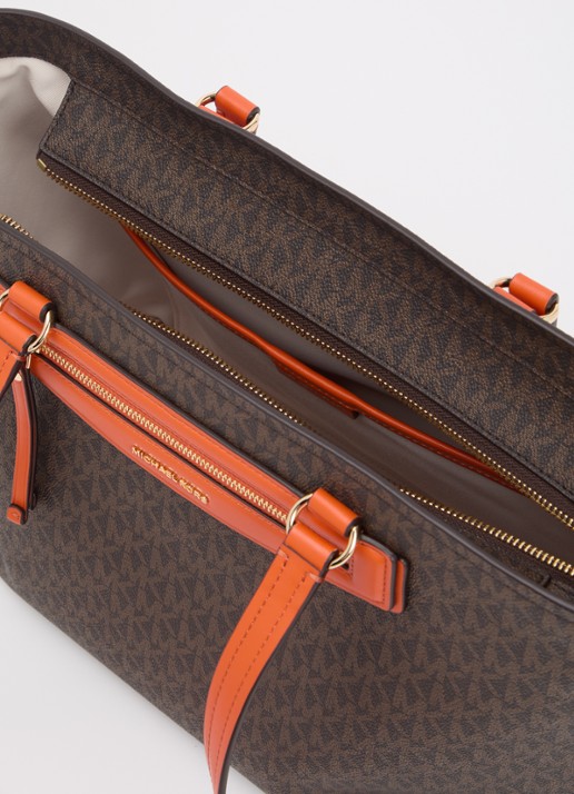 Michael Kors Dames Jet set travel shopper met logoprint in de kleur Donkerbruin, maat: 1SZ