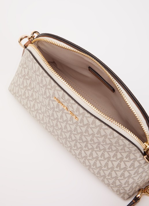 Michael Kors Dames Freddie Small crossbodytas met logoprint in de kleur Creme, maat: 1SZ