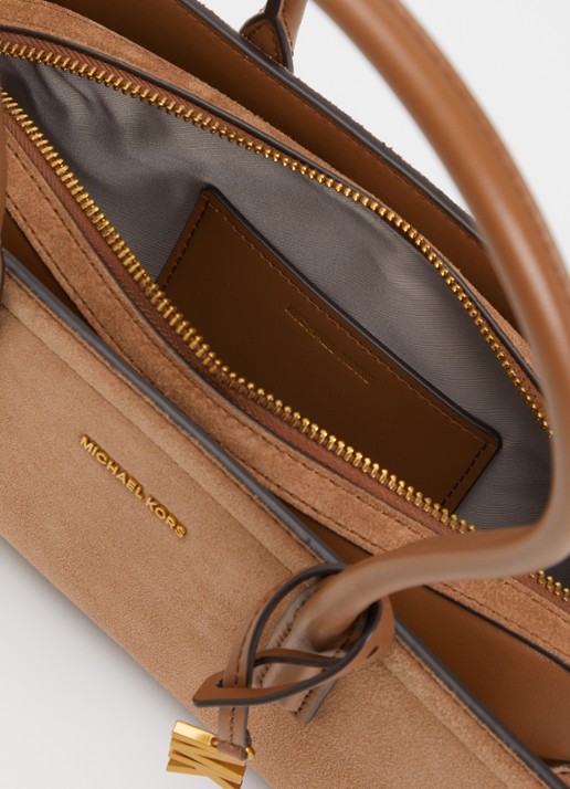 Michael Kors Dames Laila schoudertas van suède in de kleur Beige, maat: one size