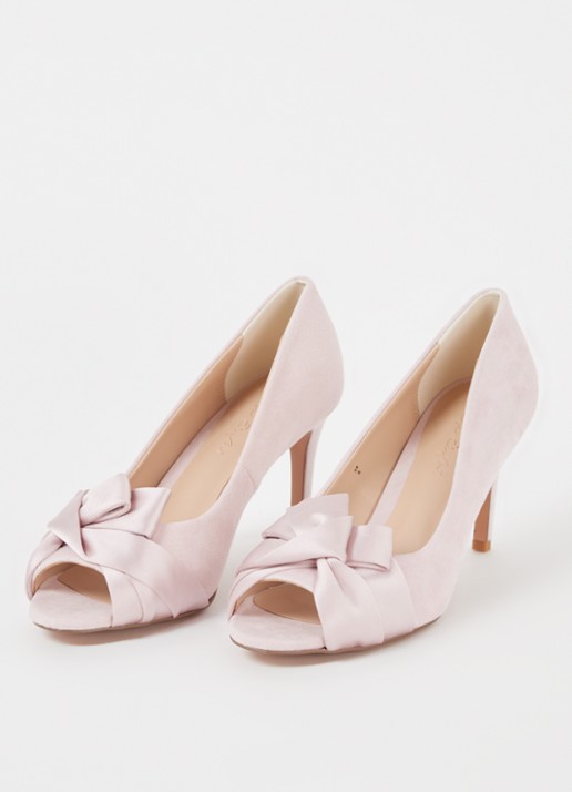 Phase Eight Dames Satin Twist pump van suède in de kleur Lichtroze
