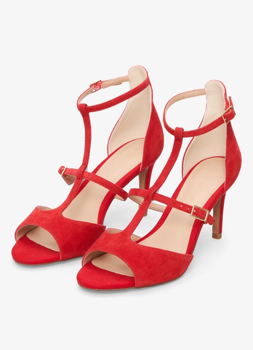 Phase Eight Dames T Bar sandalette van suède in de kleur Rood