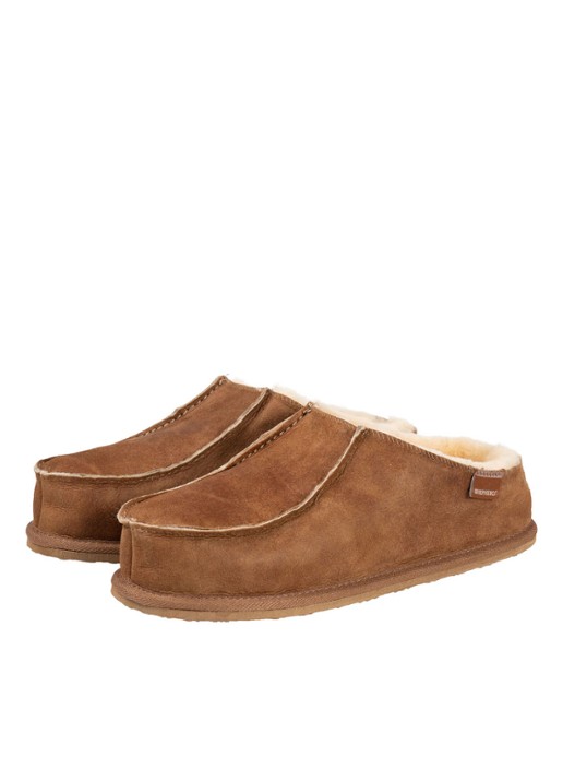 Shepherd Heren Richard pantoffel van schapenleer in de kleur Cognac, maat: 45