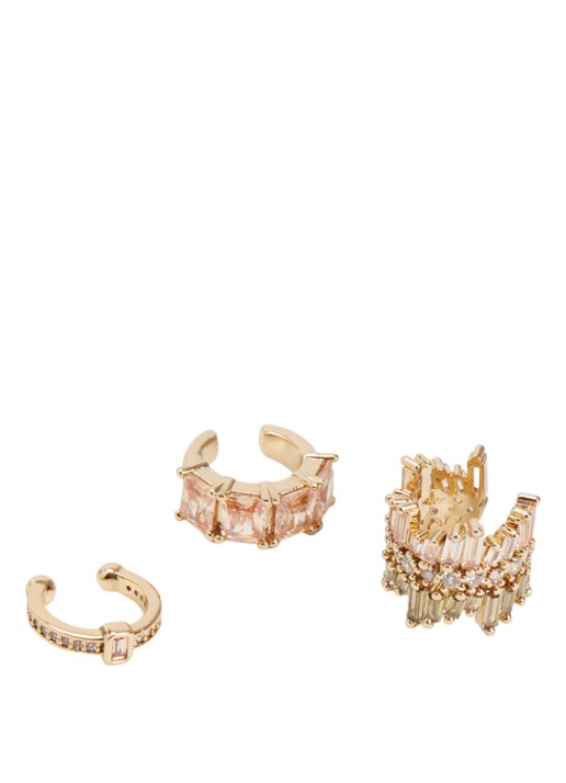 Franky Amsterdam Dames De Frosted Rose ear cuff verguld in set van 3