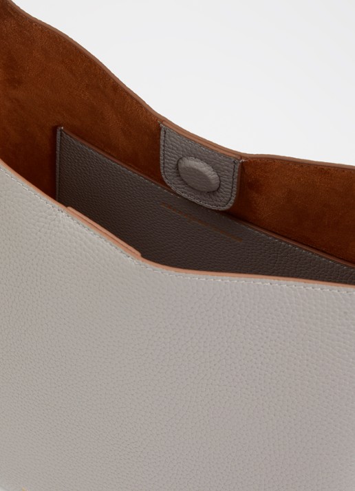 Smaak Dames Elles schoudertas van leer met afneembare schouderriem in de kleur Taupe, maat: 1SZ