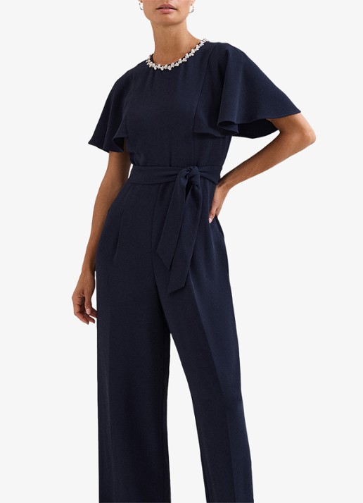 Phase Eight Dames Orwen jumpsuit met strikceintuur in de kleur Blauw