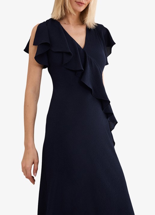 Phase Eight Dames Cosette midi jurk met franjes in de kleur Blauw