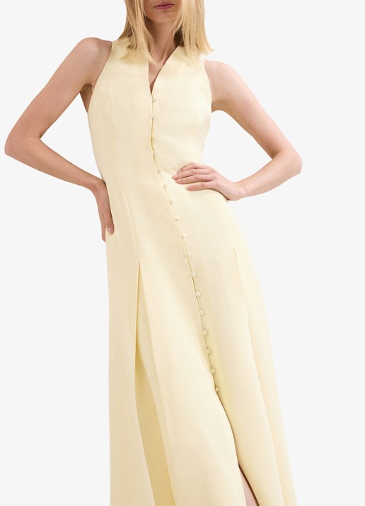 Phase Eight Dames Greta Tux maxi jurk met plooien in de kleur Lichtgeel