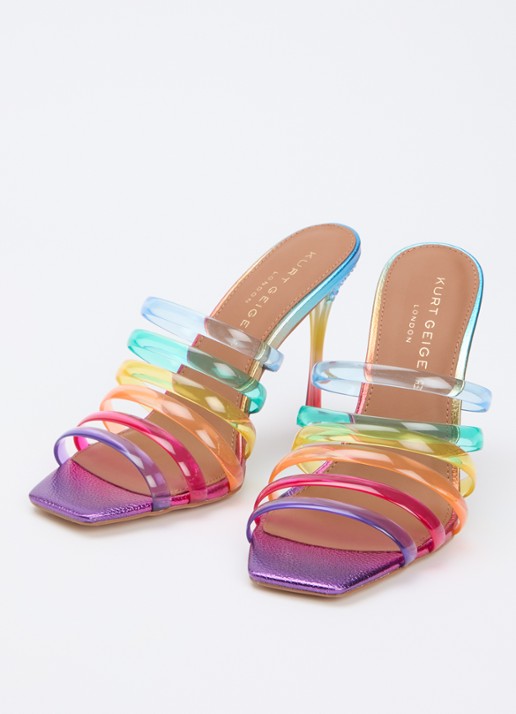 Kurt Geiger Dames Maddison sandalette met metallic finish en strass in de kleur Paars, maat: 40