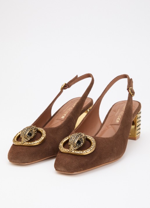 Kurt Geiger Dames Chelsea slingback van suède met strass in de kleur Bruin, maat: 41