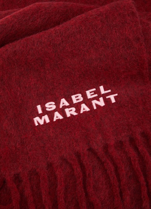 Isabel Marant Dames Firny sjaal in alpaca wolblend met franjes 190 x 40 cm in de kleur Donkerrood, maat: ONE SIZE