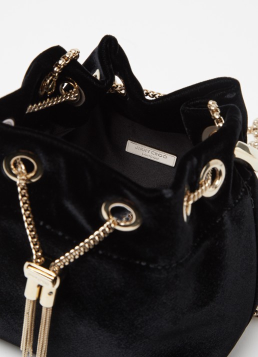 Jimmy Choo Dames Bon Bon mini handtas van fluweel in de kleur Zwart