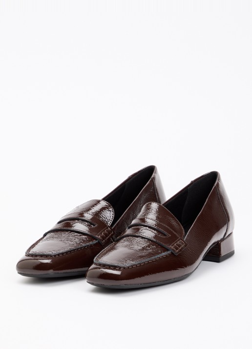 Vagabond Shoemakers Dames Debbi loafer van leer met lakfinish in de kleur Donkerrood, maat: 38