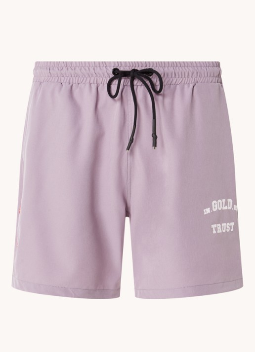 In Gold We Trust The Marley zwemshorts met ritszakken en logo - voorkant 3 lila