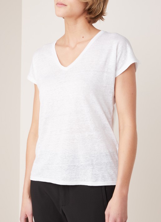 InWear Faylinn semi-transparant T-shirt van linnen - detail 3 wit