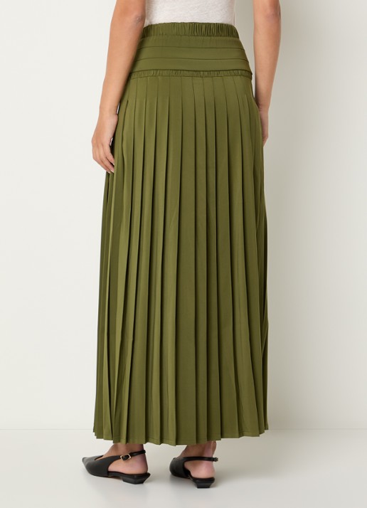 IRO Althea maxi rok met plissé - achterkant 4 mosgroen