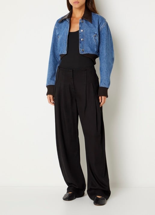 IRO Audace cropped jack van denim met steekzakken - voorkant 2 indigo