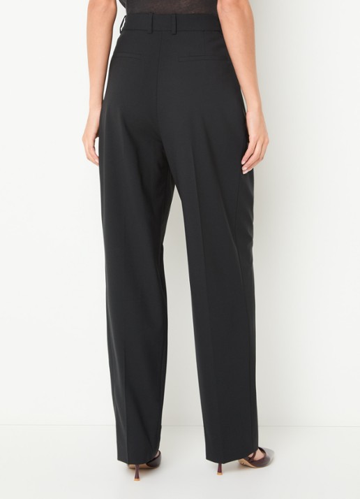 IRO Banquet high waist straight fit pantalon in wolblend - achterkant zwart