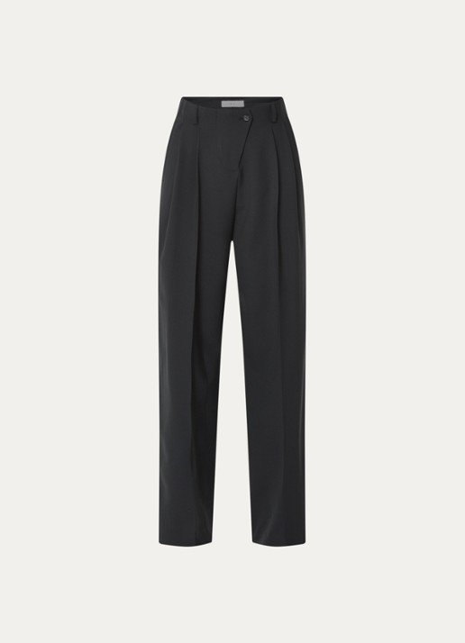 IRO Banquet high waist straight fit pantalon in wolblend - voorkant 2 zwart