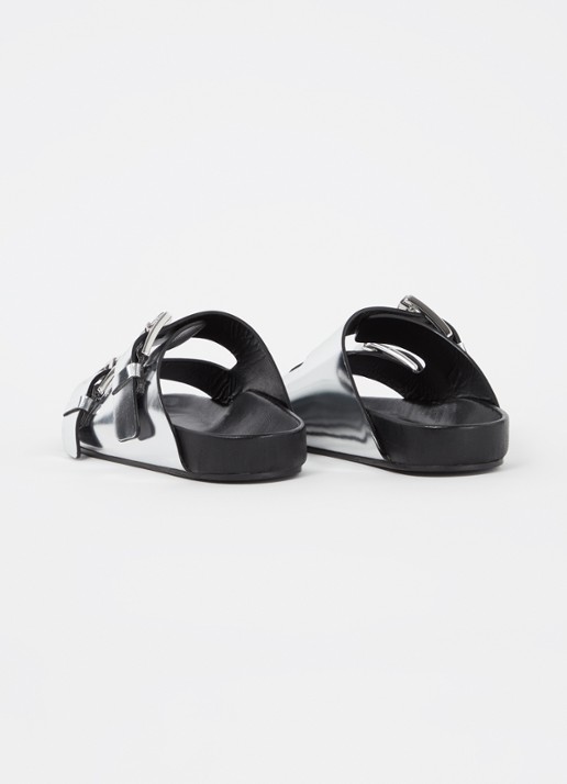 IRO Billie slipper van leer met metallic finish - detail 2 zilver