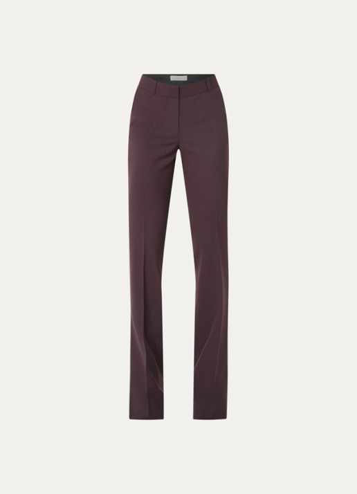 IRO Bingo high waist bootcut fit pantalon in wolblend - voorkant 3 bordeauxrood