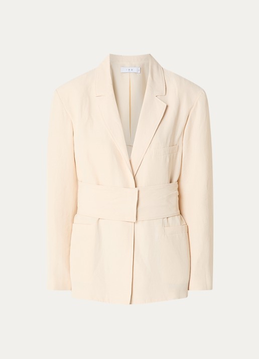 IRO Blazer in linnenblend met schoudervulling - voorkant 3 creme