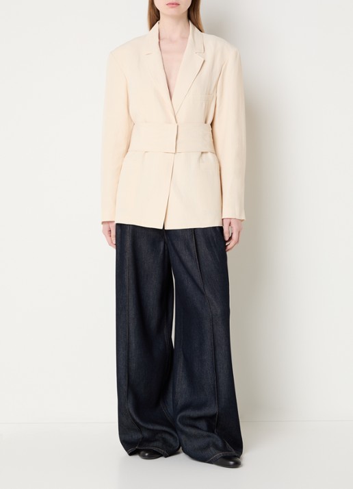 IRO Blazer in linnenblend met schoudervulling - voorkant 4 creme