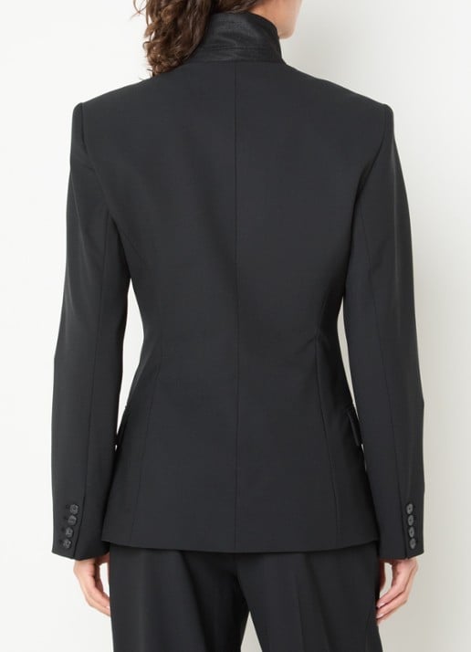 IRO Bluff double-breasted blazer in wolblend met opstaande kraag - achterkant 2 zwart