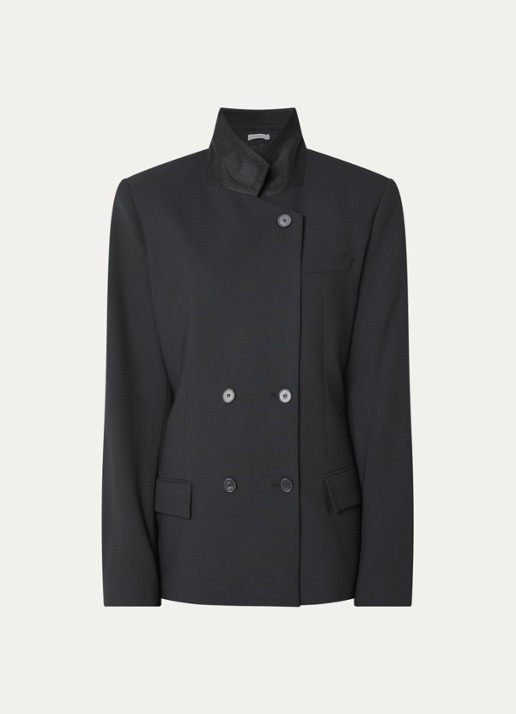 IRO Bluff double-breasted blazer in wolblend met opstaande kraag - voorkant 3 zwart