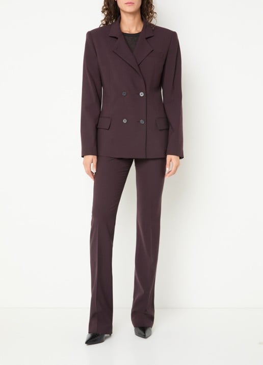 IRO Bluff double-breasted blazer in wolblend met opstaande kraag - voorkant 2 bordeauxrood