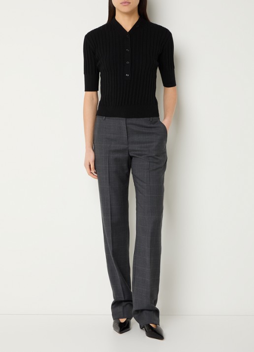 IRO Cayana high waist regular fit pantalon in wolblend - voorkant 2 donkergrijs