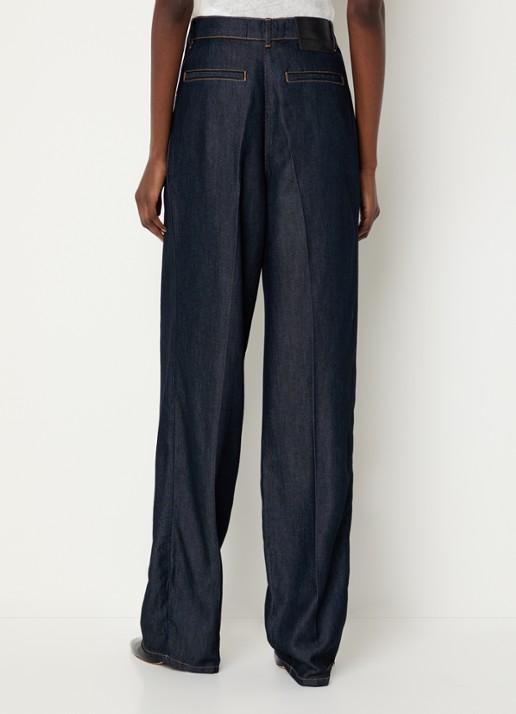 IRO Chasing high waist wide fit broek met steekzakken - achterkant 2 donkerblauw