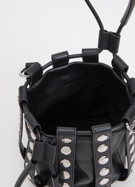 IRO Column handtas van lamsleer met studs en afneembare schouderriem - detail zwart