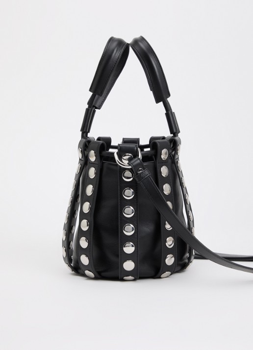 IRO Column handtas van lamsleer met studs en afneembare schouderriem - detail 2 zwart