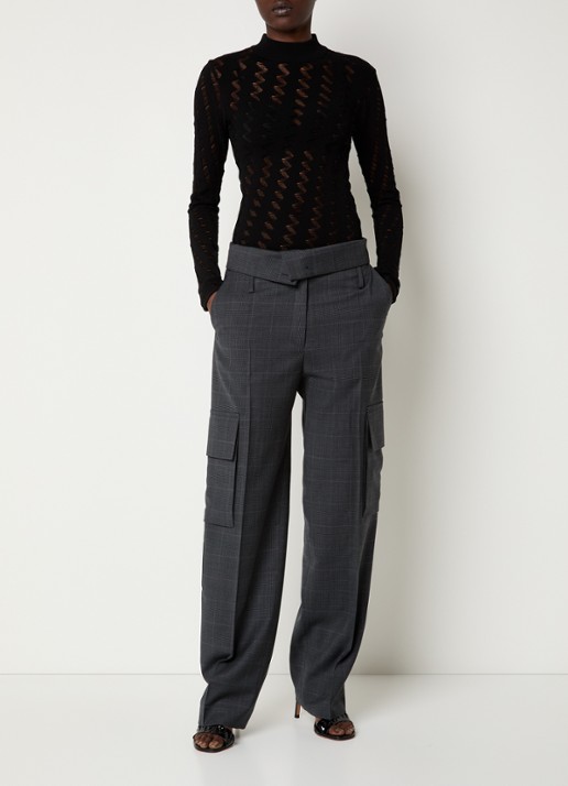 IRO Cruze high waist straight fit pantalon met steekzakken - voorkant 3 donkergrijs